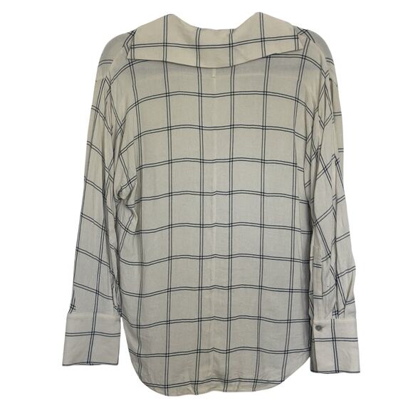 Vince Wool Blend Cream Plaid Flannel Long Sleeve Size Medium Elevated Basic - Picture 2 of 5